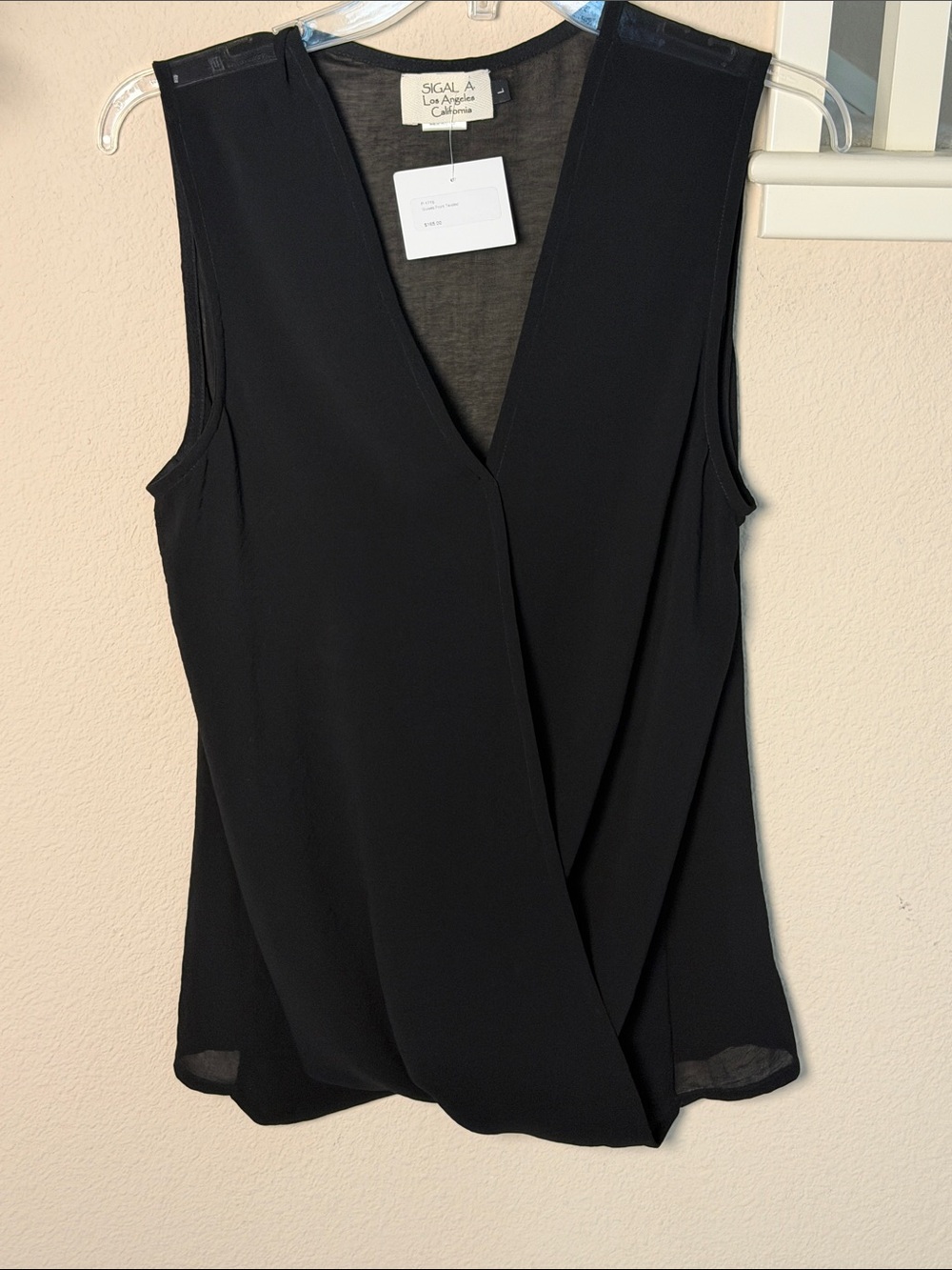 Sigal A. Black Sleeveless V-Neck Wrap Top NWT